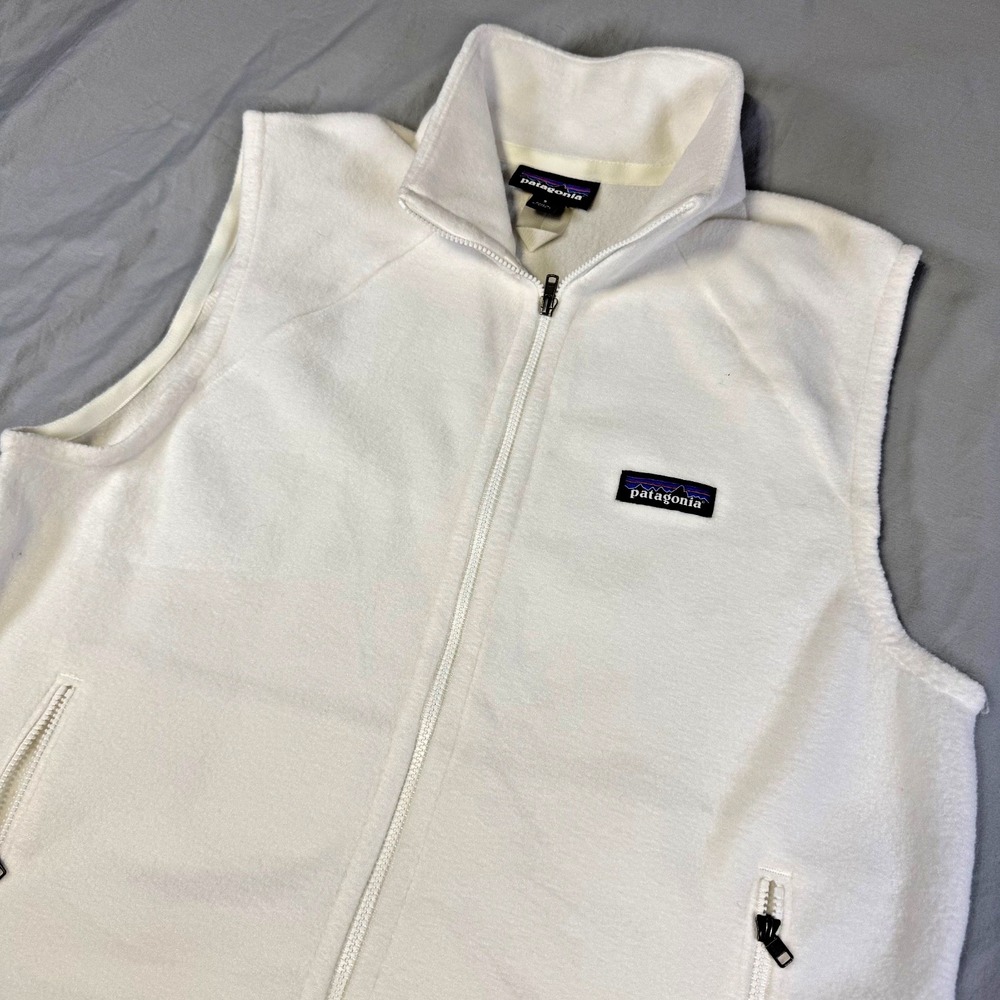 Patagonia Classic Microdini Vest Women's Birch White S Full Zip Pockets Outdoor
